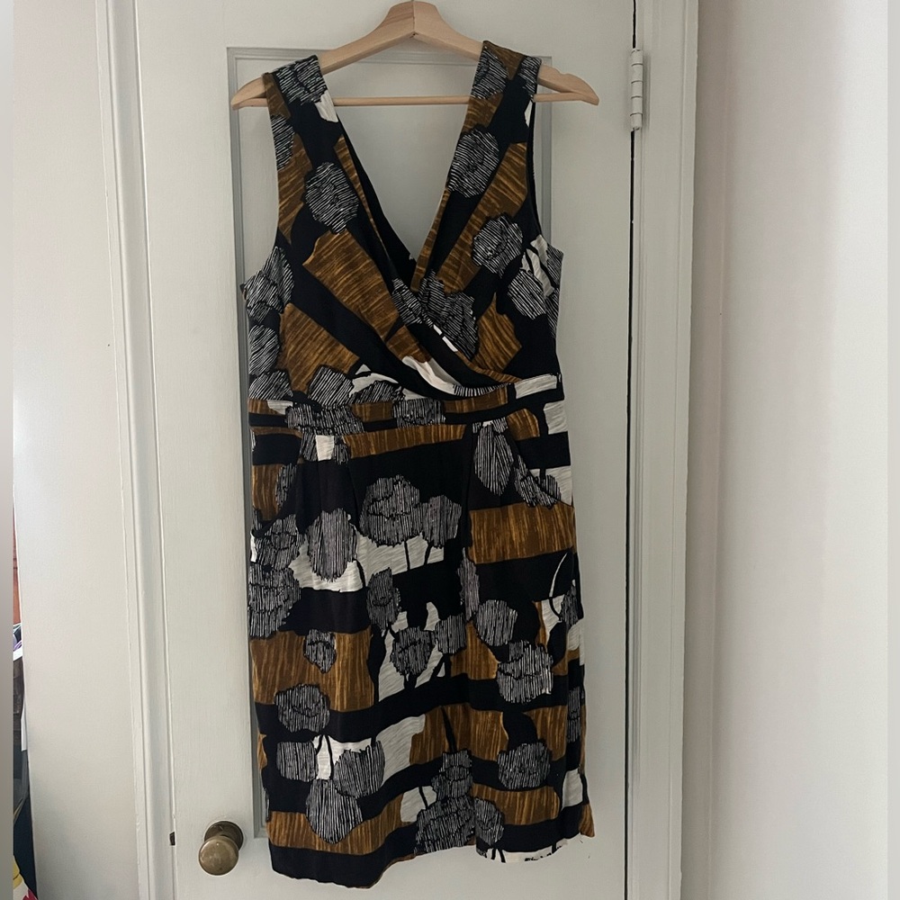 Deletta (Anthropologie) Black and Gold Floral Dress